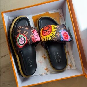 Louis Vuitton Black Slide Sandals